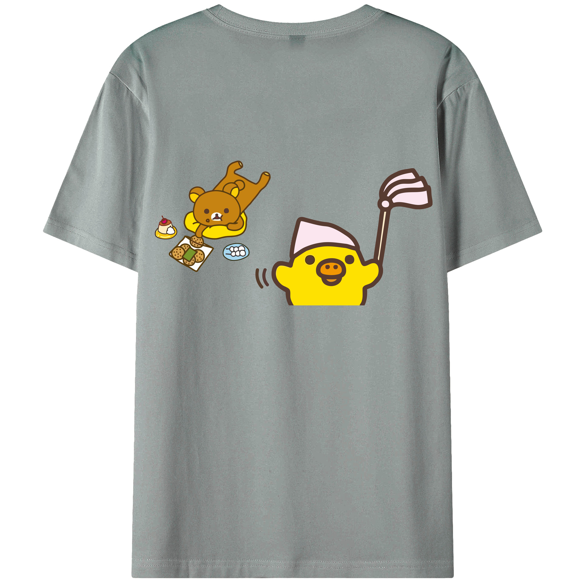 （画像用） リラックマ リラックマ キイロイトリ Rilakkuma Korilakkuma Kiiroitori 綿100％ メンズ半袖Tシャツ（バックプリント） 通気性
